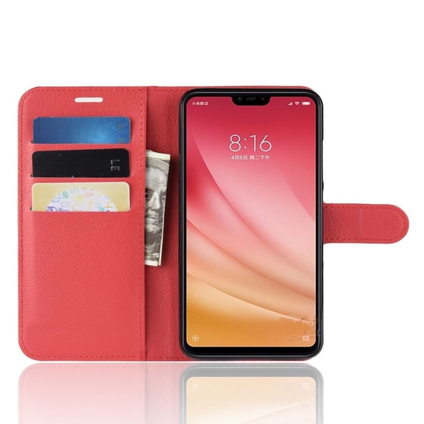 Etuis Portefeuille Xiaomi MI 8 Lite Simili Cuir Rouge