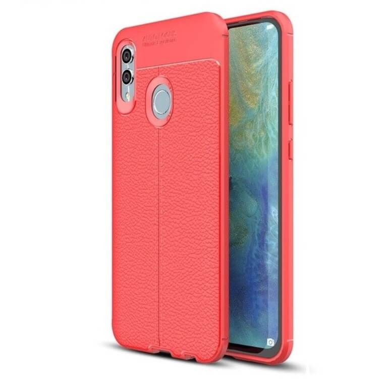 Coque Silicone Honor 10 Lite Cuir 3D Rouge