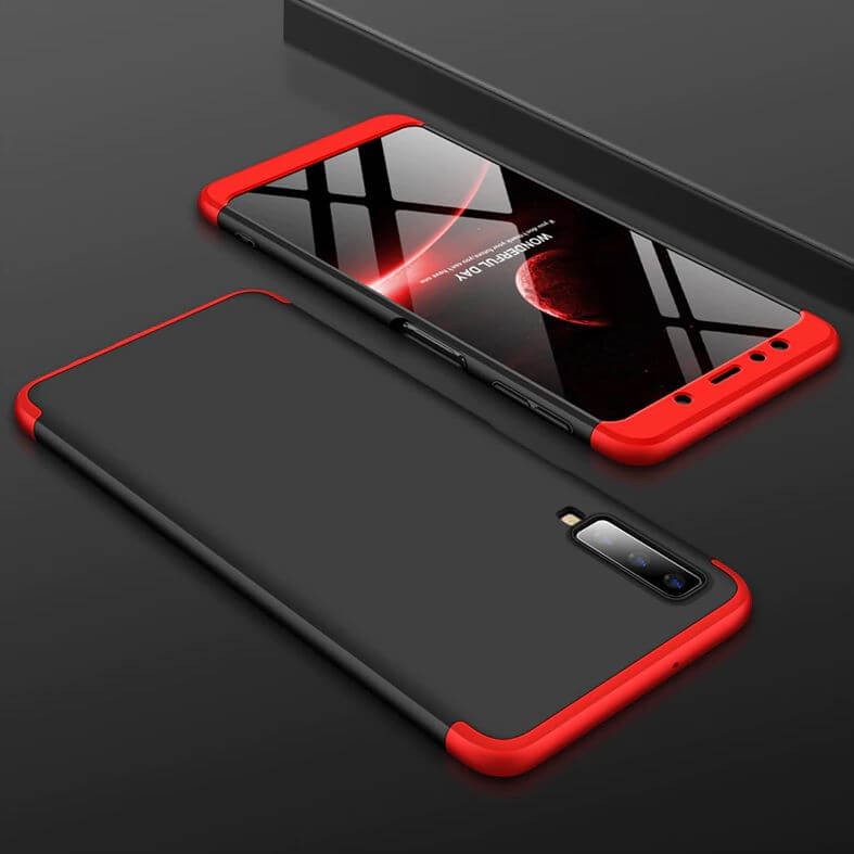 Coque 360 Samsung Galaxy A7 2018 Noir et Rouge.