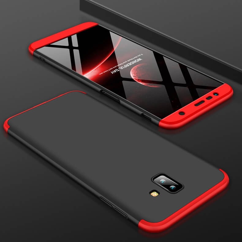 Coque 360 Samsung Galaxy J6 Plus Noir et Rouge.