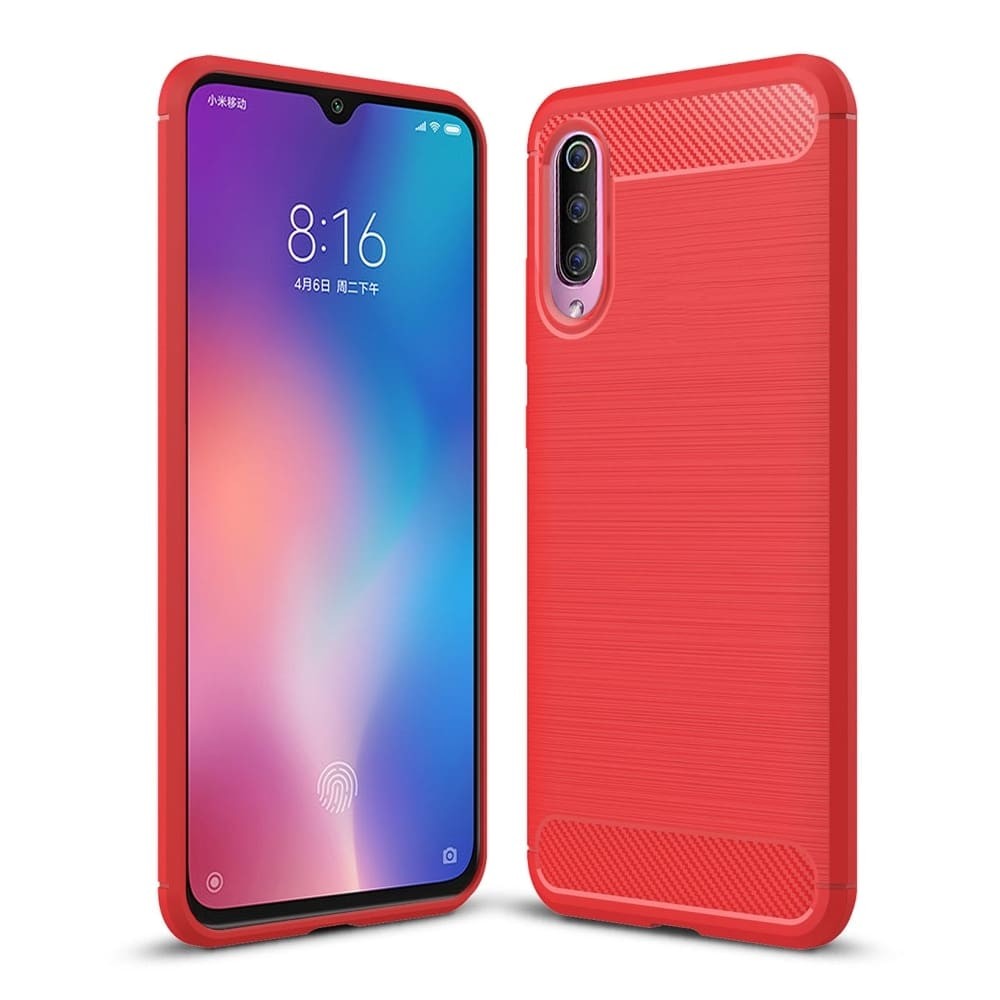 Coque Silicone Xiaomi MI 9 Brossé Rouge