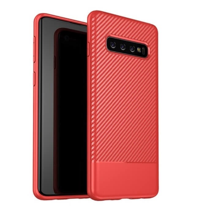 Coque Silicone Samsung Galaxy S10  Carbon 3D Rouge