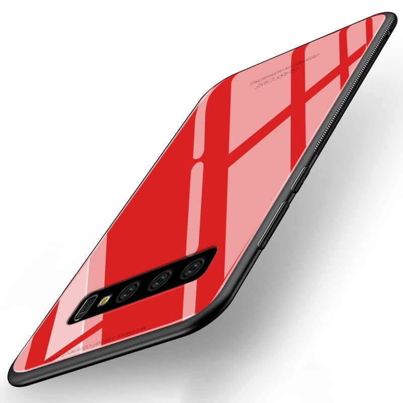 Coque Samsung Galaxy S10 Plus Rouge Silicone et Verre Trempé
