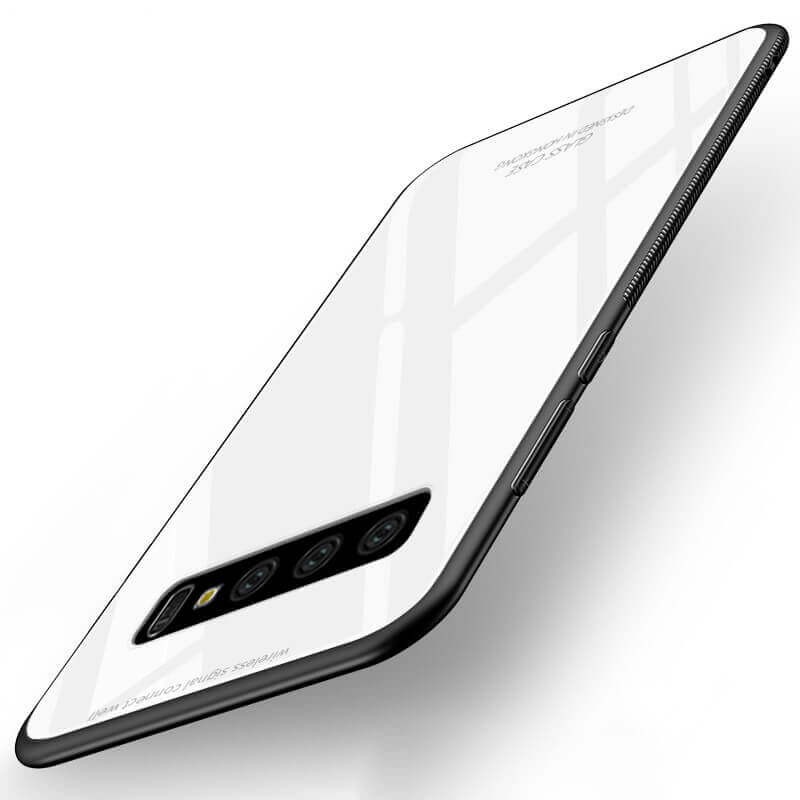 Coque Samsung Galaxy S10 Plus Blanche Silicone et Verre Trempé