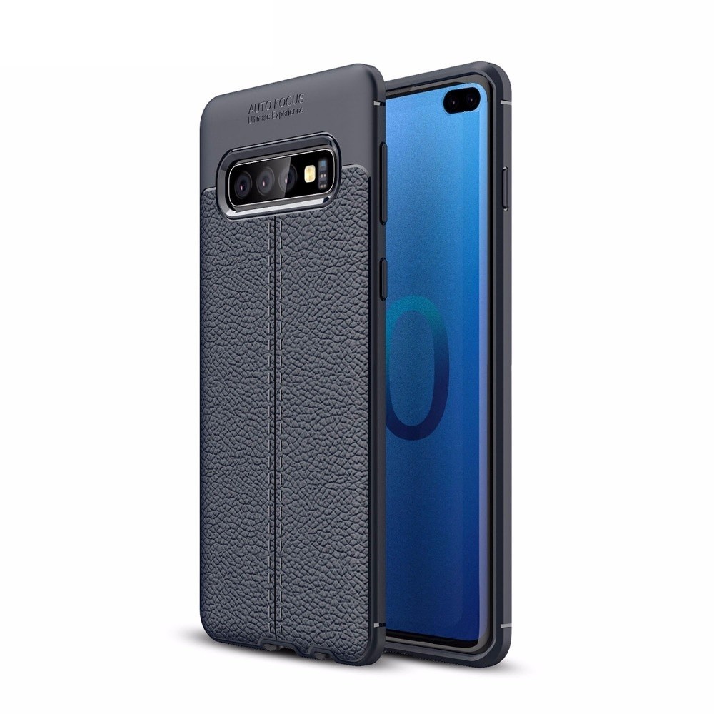 Coque Silicone Samsung Galaxy S10 Plus Cuir 3D Bleue