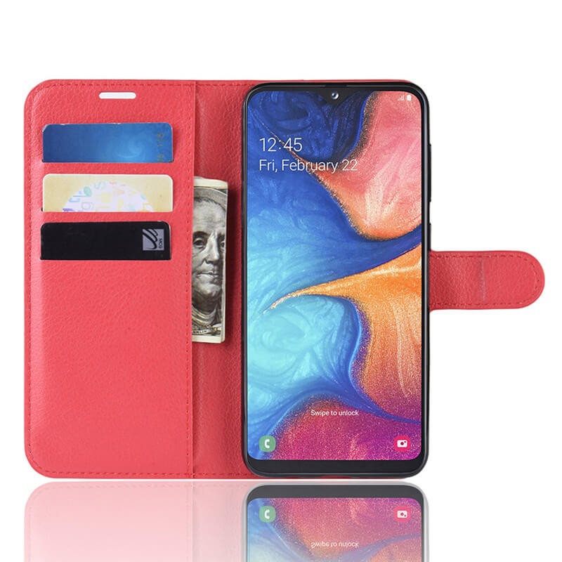Etuis Portefeuille Samsung Galaxy A10 Simili Cuir Rouge.