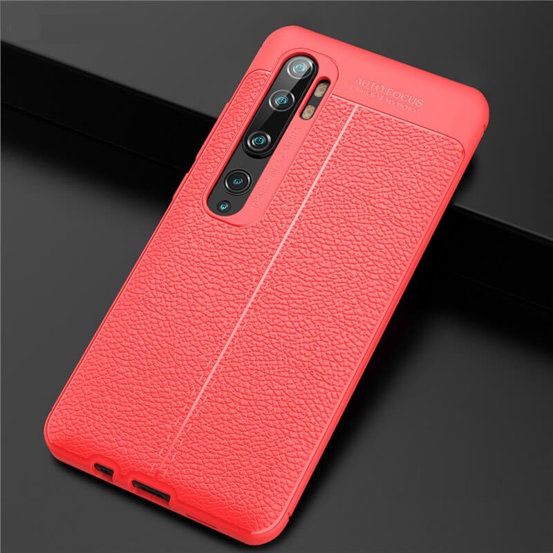Coque Silicone Xiaomi Mi NOTE 10 Cuir 3D rouge