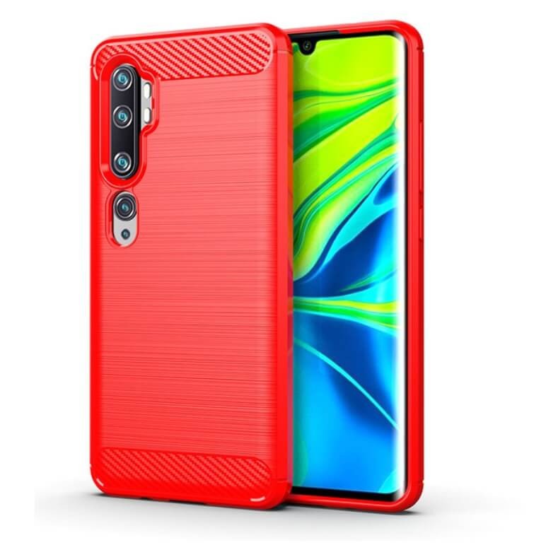 Coque Silicone Xiaomi Mi NOTE 10 Carbone 3D rouge