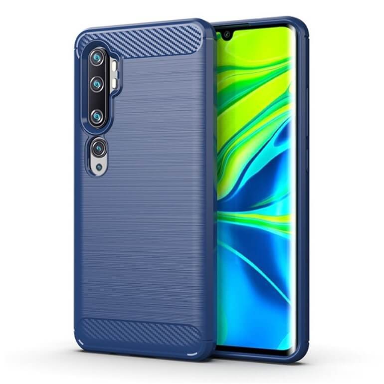 Coque Silicone Xiaomi Mi NOTE 10 Carbone 3D bleue
