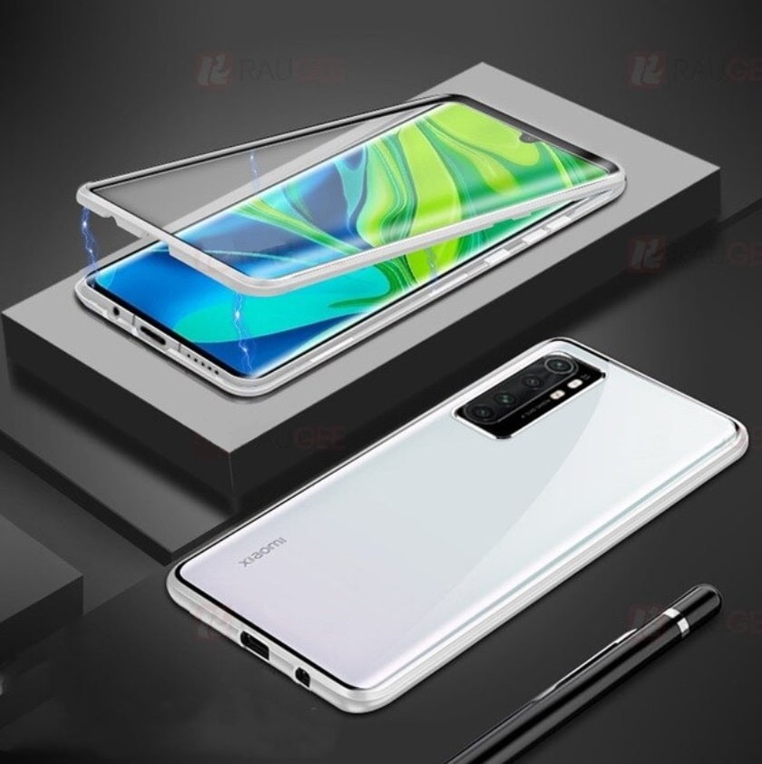 Coque double Xiaomi Mi Note 10 Lite Magnetique Argent