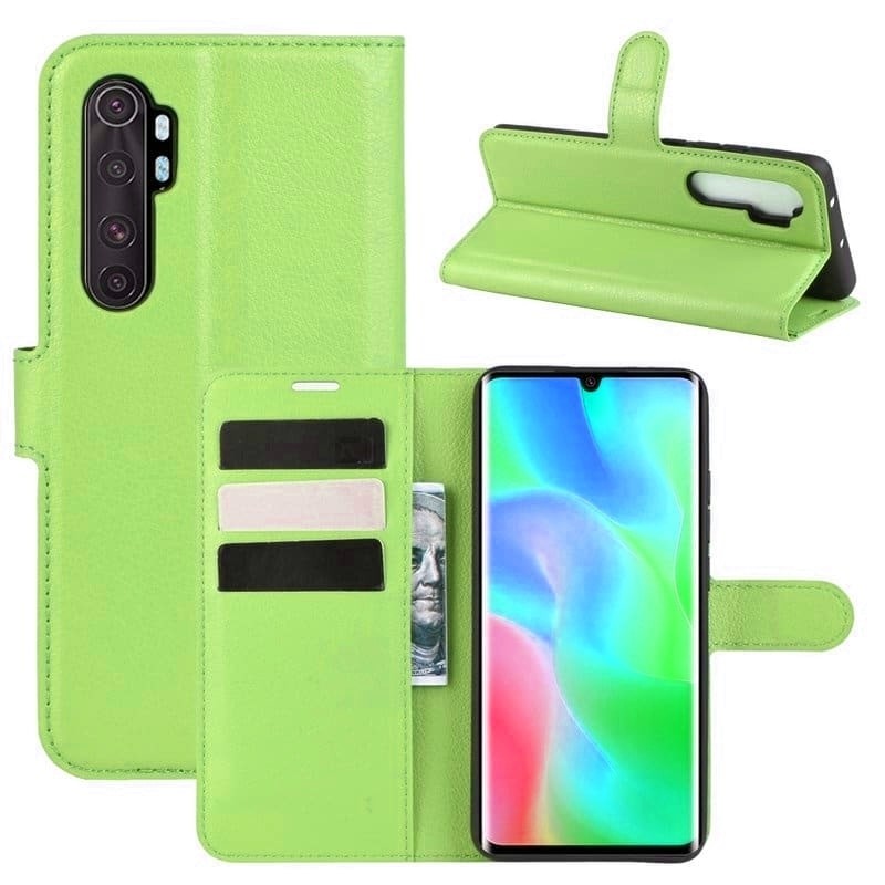 Etuis Portefeuille Xiaomi Mi Note 10 Lite Simili Cuir Vert