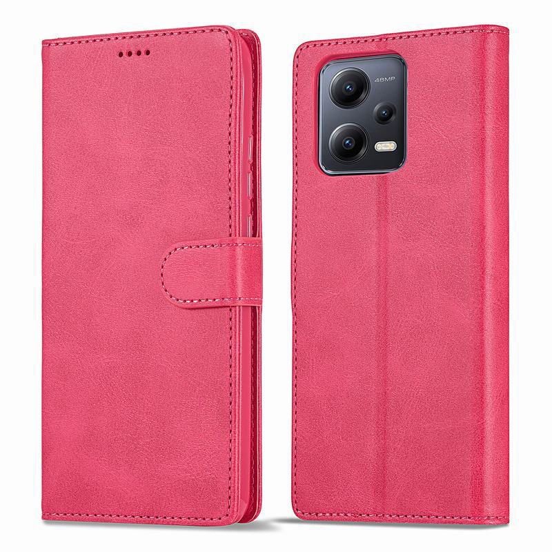 Coque Portefeuille Xiaomi Redmi Note 12 pro Simili Cuir Rouge